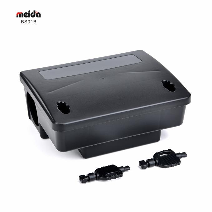 Eco Friendly Plastic Rodent Control Box voor Muis Bait Station in Black Power Source-Free 0